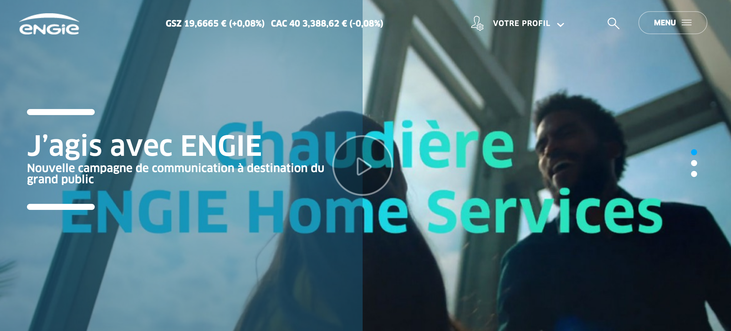 Homepage des französischen Energiereisen Engie, der auch in der Schweiz oder Österreich zu den Marktführern gehört.